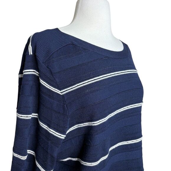 Liz Claiborne Navy and White Striped Sweater Plus Size XXL - Picture 4 of 7